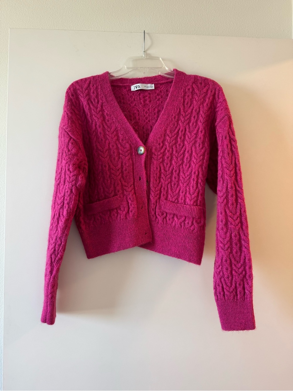 Zara Cable-Knit V-Neck Button Cardigan Sweater - Size S